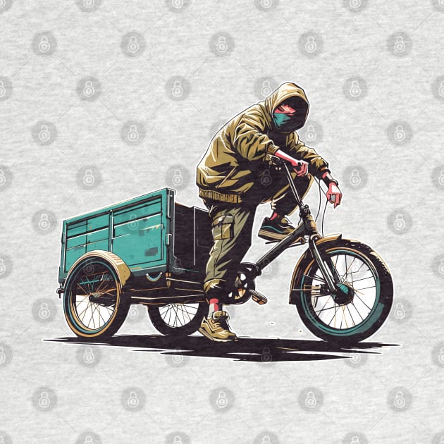 Anime boy on cargo bike by TomFrontierArt
